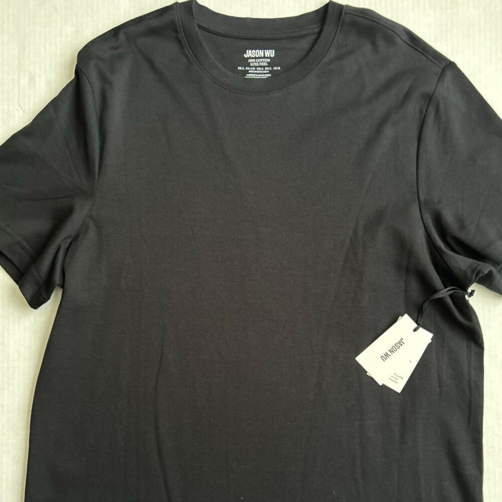 NWT Jason Wu Black Short Sleeve T-shirt 100% Cotton Luxe Feel Soft Large